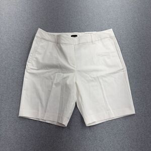 Ann Taylor Shorts Womens 16 White 10 inch Short Nautical Chino Flat Front NEW